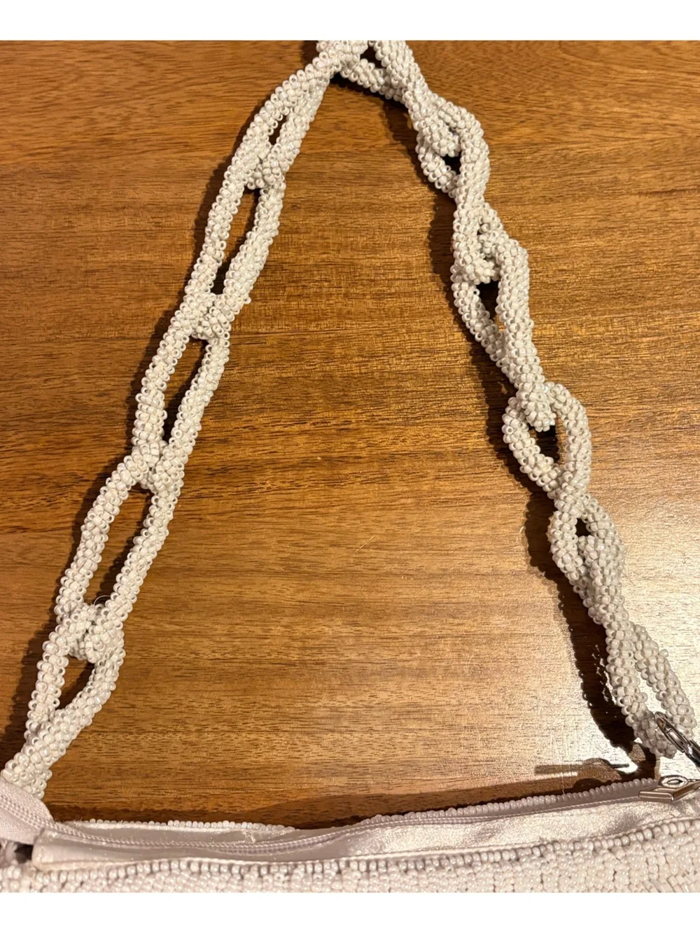 White Beaded Fringe Shoulder Bag - Women